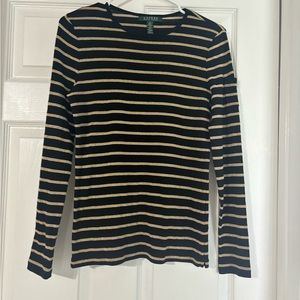 Ralph Lauren Black Gold Metallic Long Sleeve Pullover Size:S